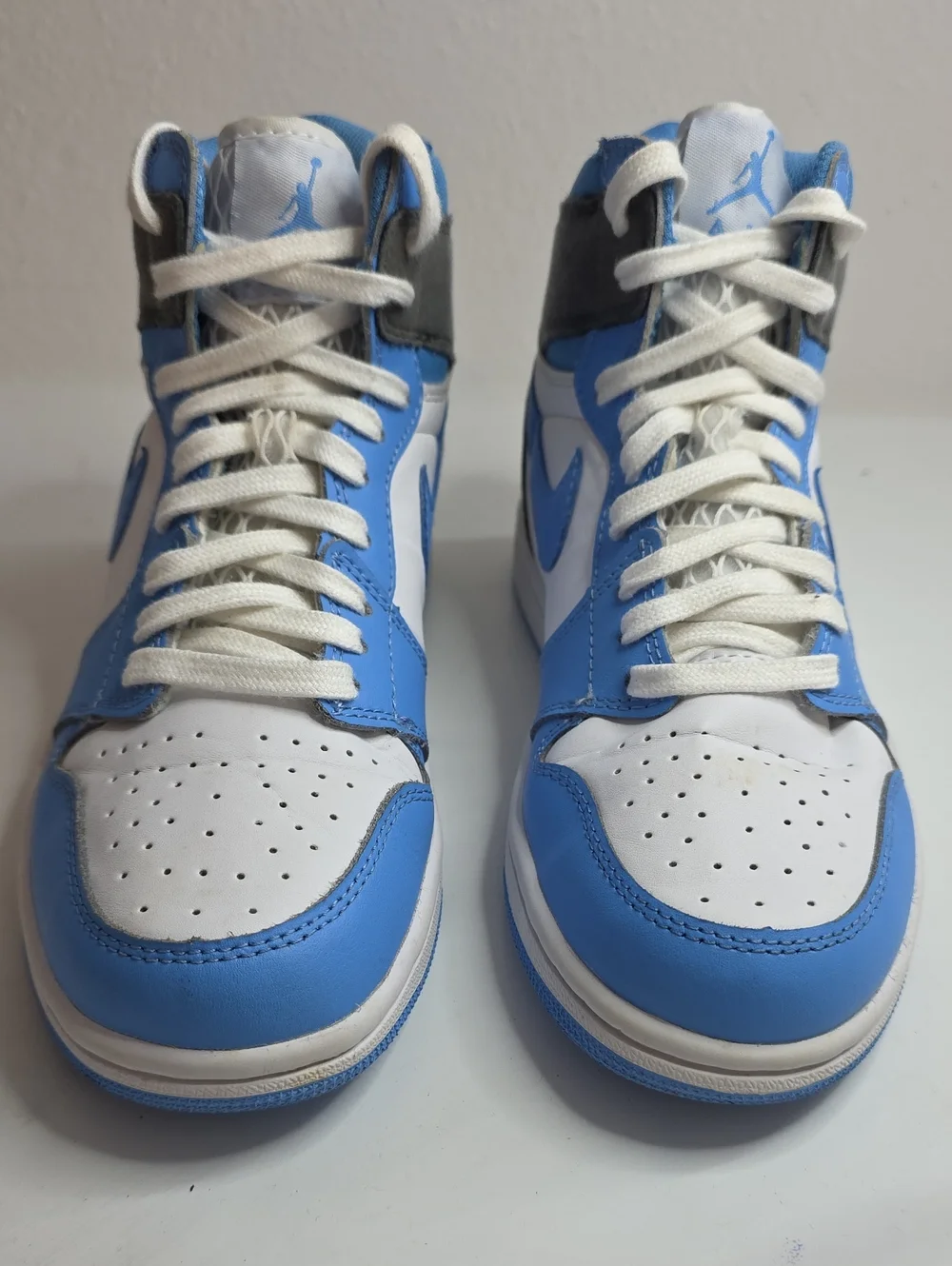 NIKE AIR JORDAN 1 MID UNIVERSITY BLUE GRAY (GS)4.5Y LADIES 6 VGUC CLEAN SNEAKERS